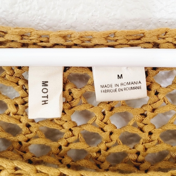 Anthropologie Moth chunky open knit crocheted sweater yellow boho NEW Size M - Picture 7 of 8